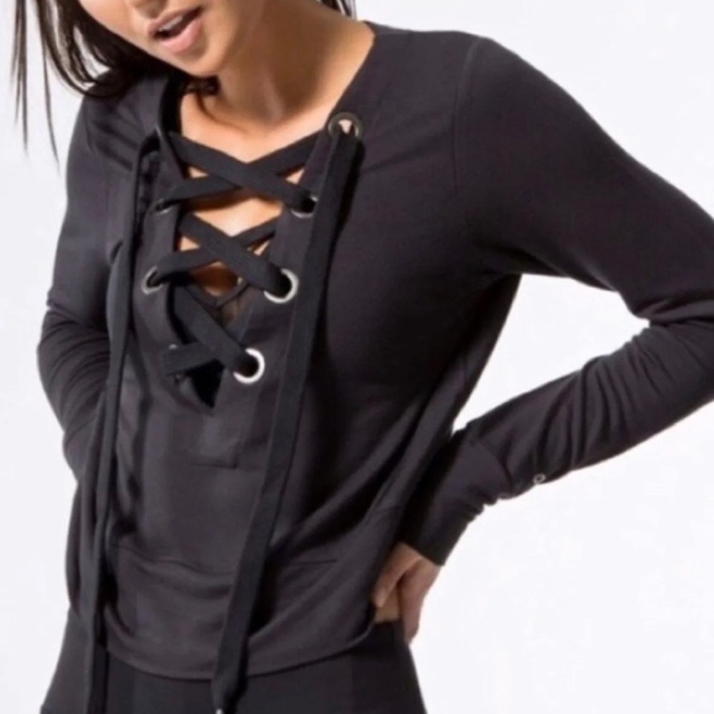 -SOLD-ALO Yoga Ideal Lace Up Top Christina Anstead Haack